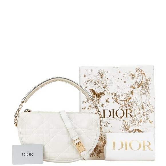 DIOR White Lambskin Leather Shoulder Bag - Picture 8 of 9
